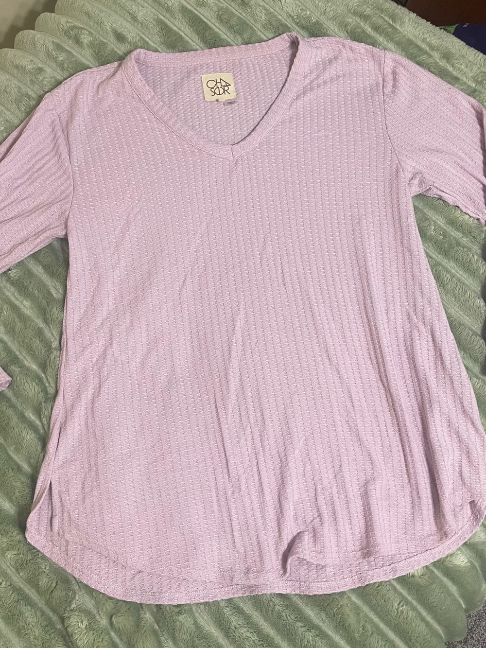 Chaser Lilac V-Neck Textured Knit Top